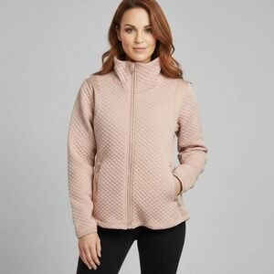New Balance‎ Pink Quilted Funnel Neck Full Zip Jacket Women's Medium Zip Pockts